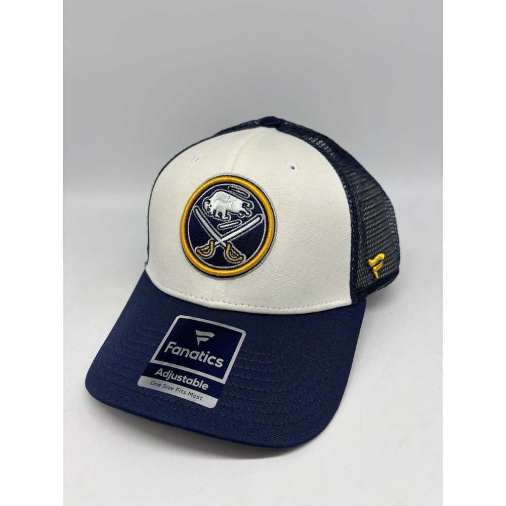 Fanatics Buffalo Sabers Mesh Trucker Hat Cap Blue White Adjustable SnapBack NHL